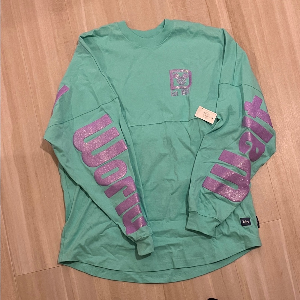 Disney Spirit Jersey Mint Long Sleeve Tee with Purple Accents